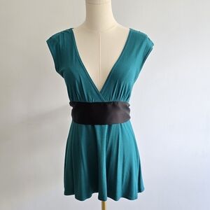 Sweet Soul Teal Top - Low Cut with Black Ribbon - Size Small